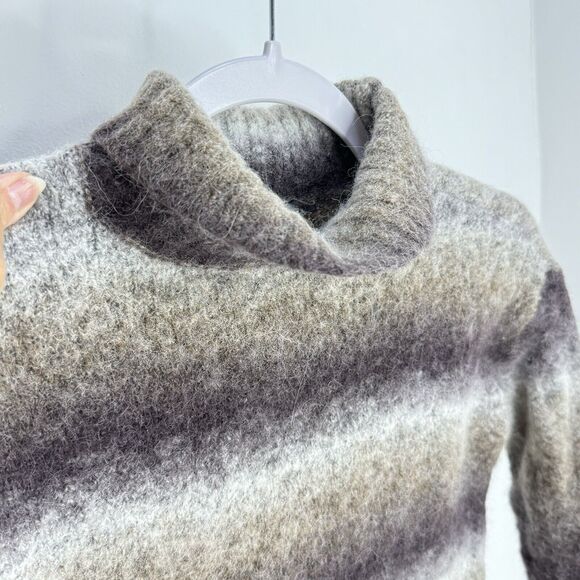 Toad & Co Knit Sweater Sz S Turtleneck Merino Wool Alpaca Blend Crop Stripe $160 - Picture 5 of 6